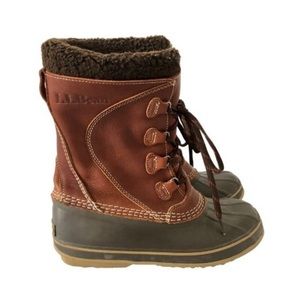 LL Bean Genuine Tumbled Leather & Fleece Waterproof Women’s Snow Boots